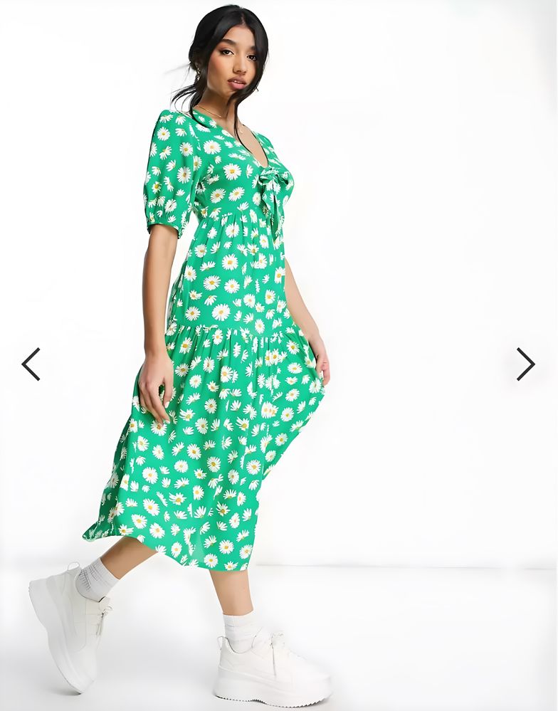 Платье ASOS, зеленое, миди
