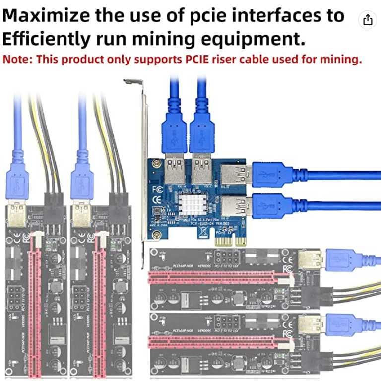Adaptador PCIe x1 para 4 risers - mining