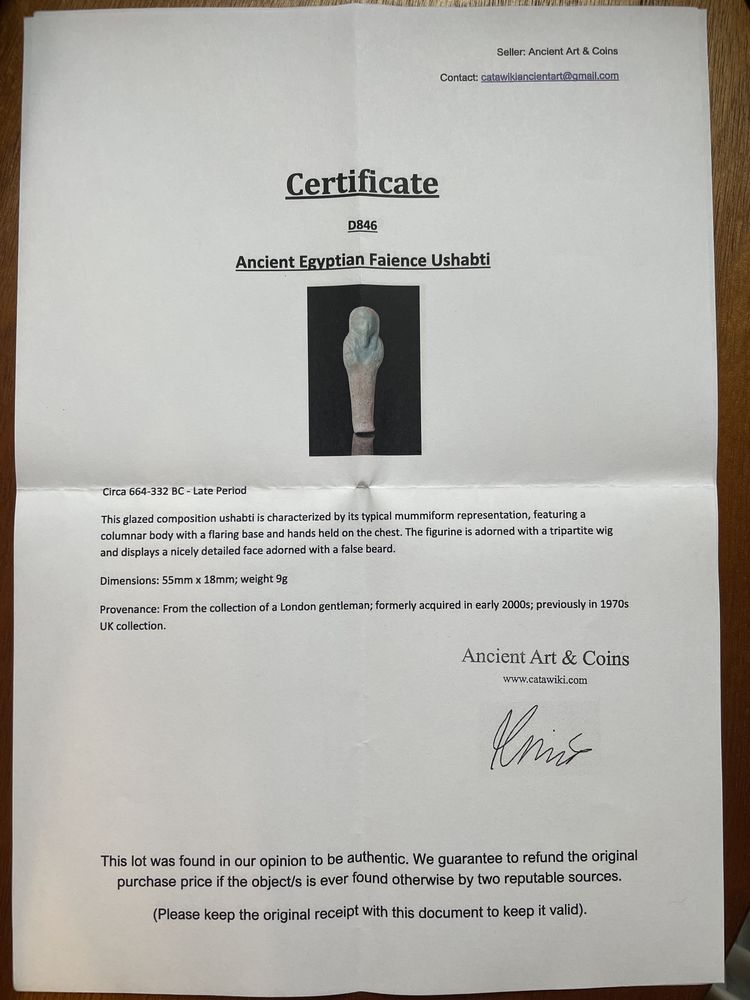 Egipska figurka grobowa uszebti