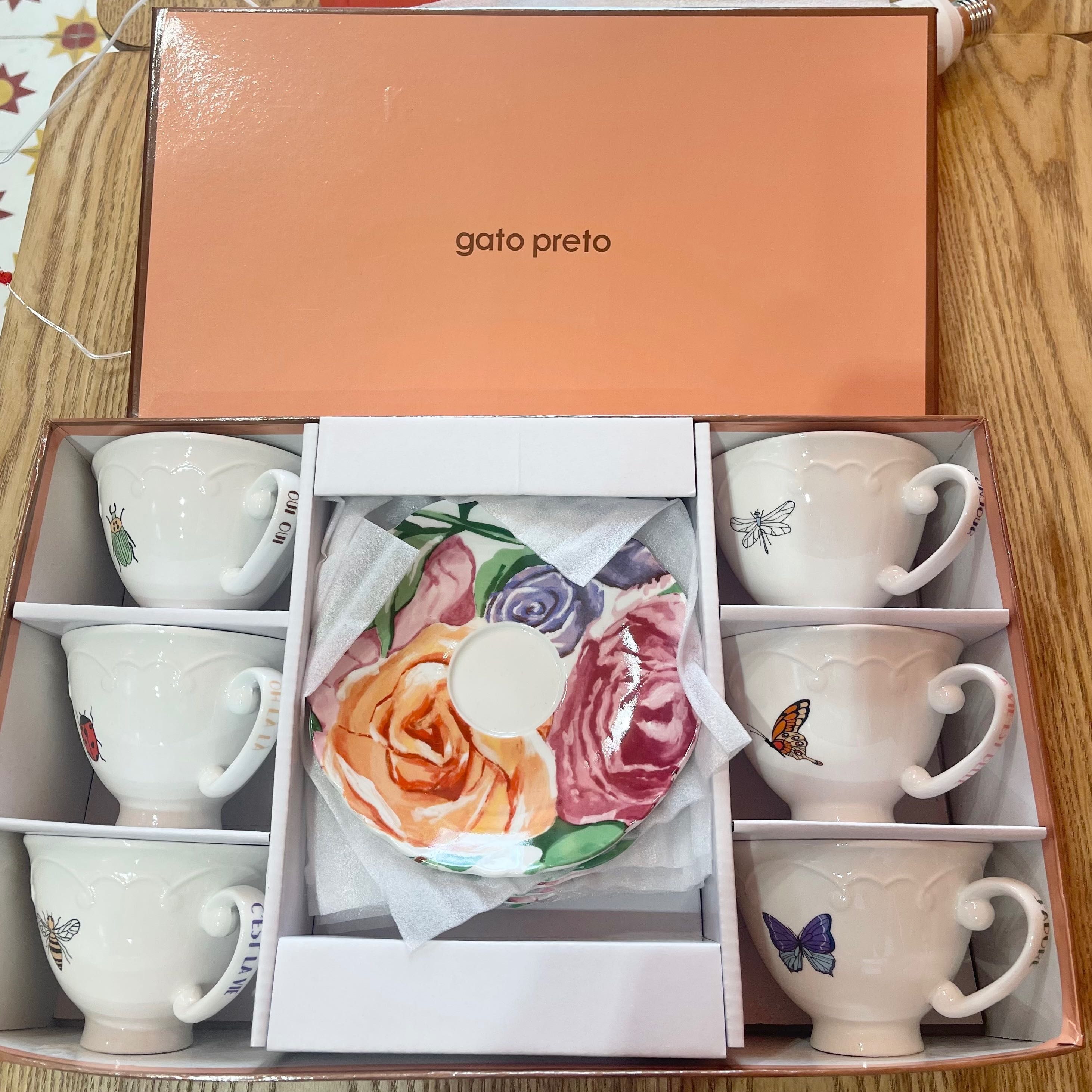 Gato Preto – Conjunto 6 Xícaras de Café – Novo e Sem Uso