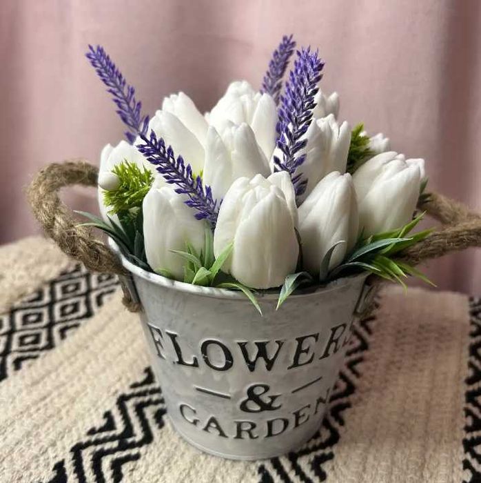 Мильна композиція - Букет тюльпанів з лавандою