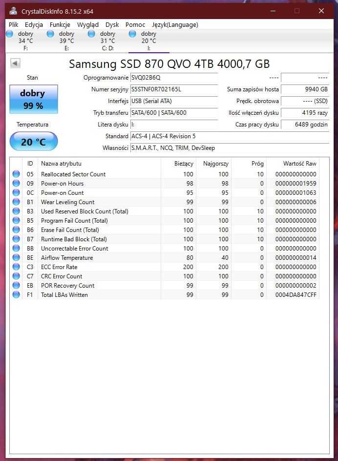 Dysk zewnętrzny SSD Samsung 870 QVO 4 TB 2.5 4tb