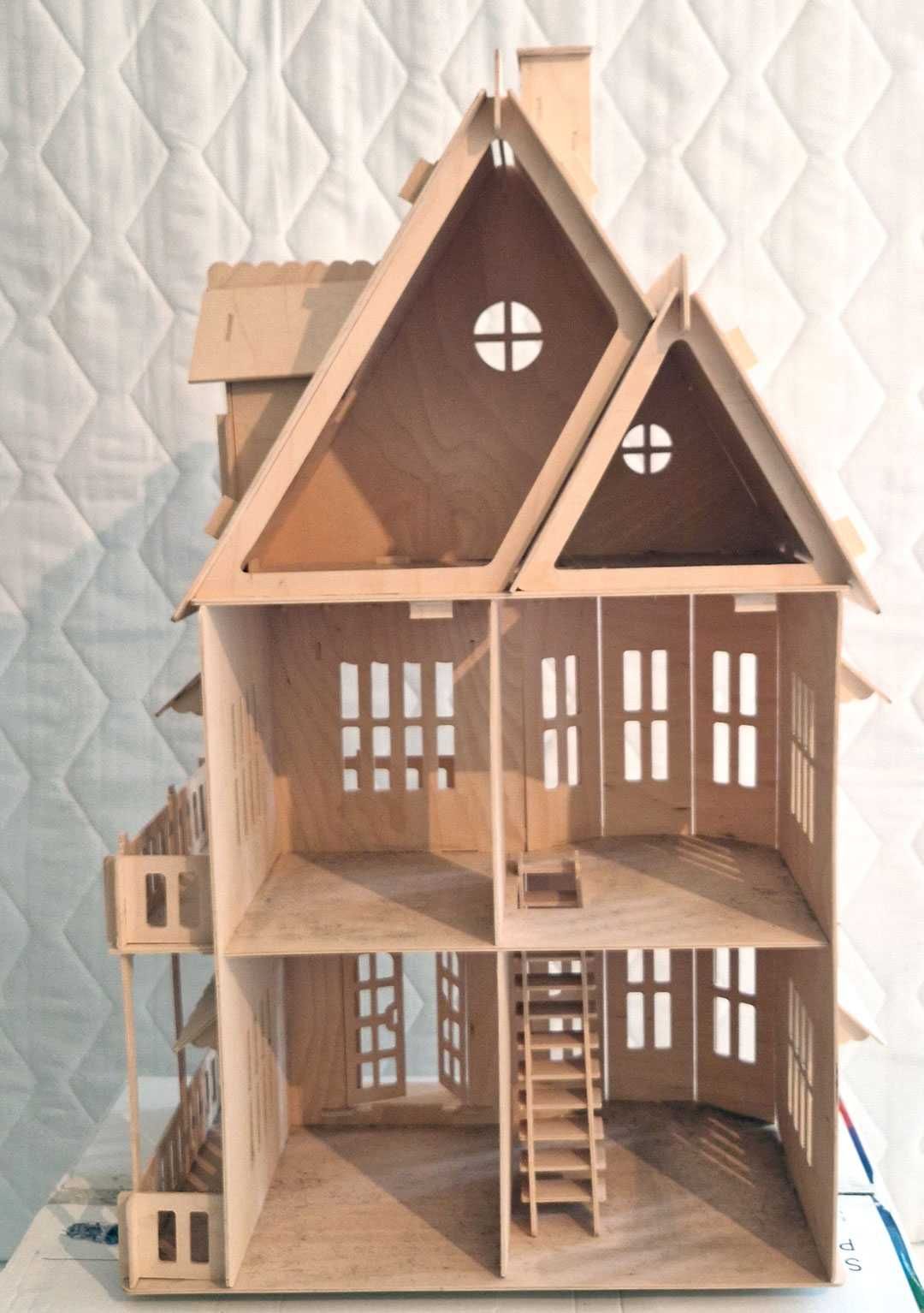 Domek ze sklejki dla lalek / domek do zabawy + mebelki do domu