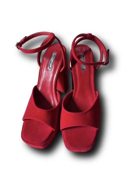 Buty damskie koturn platforma obcas wysokie aksamit Primark 40