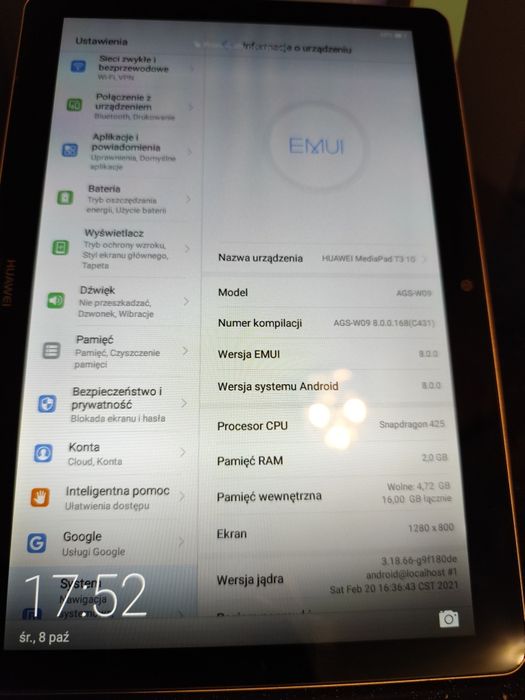 Tablet Huawei mediapad T3 10 cali