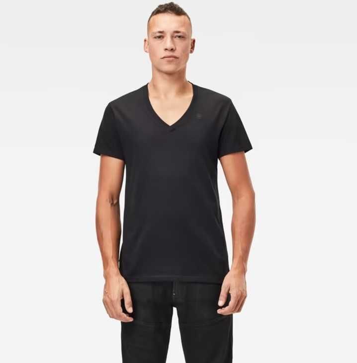 Dwupak 35G-Star RAW Koszulki z Dekoltem w Serek 2 szt., S, Czarny