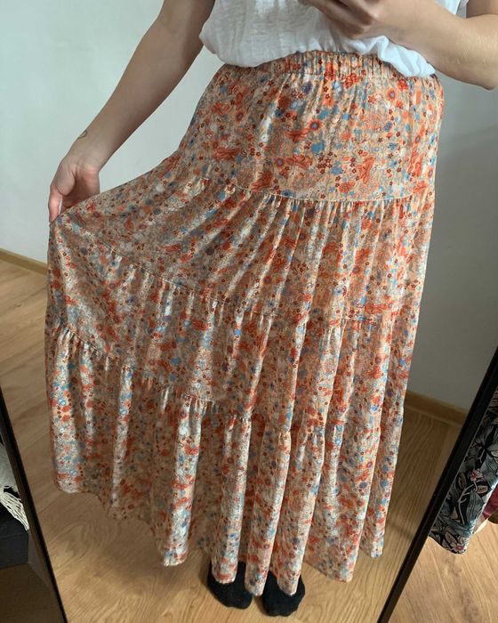 Spódnica midi maxi cottage fairy floral premium hippie boho na lato