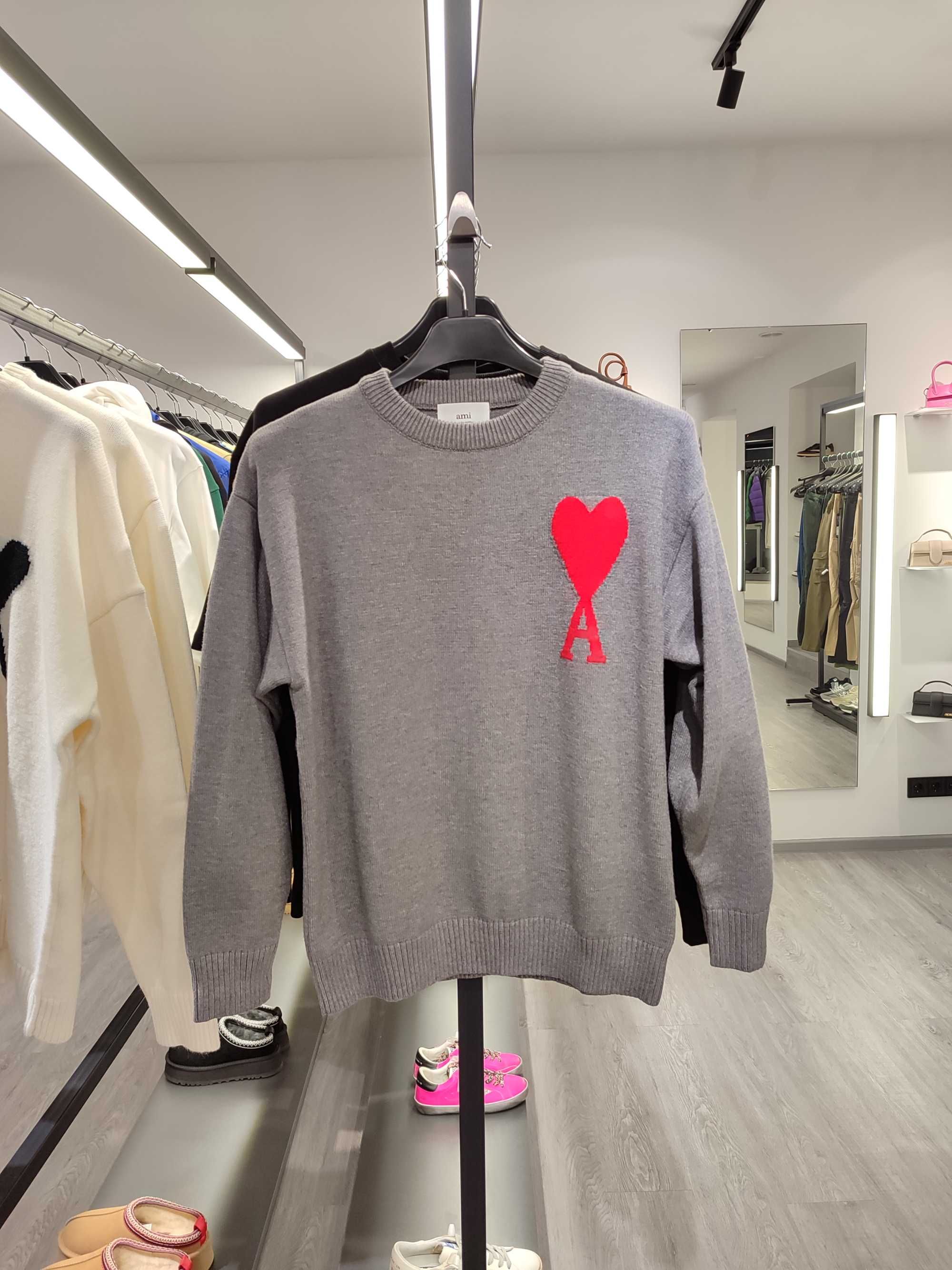 Светр AMI Paris Ami De Coeur Oversize Sweater Grey