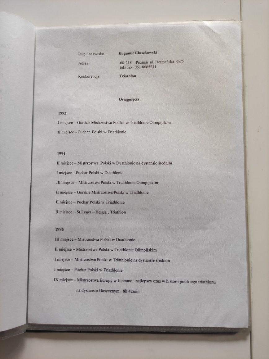 Folder Triathlon Bogumił Głuszkowski