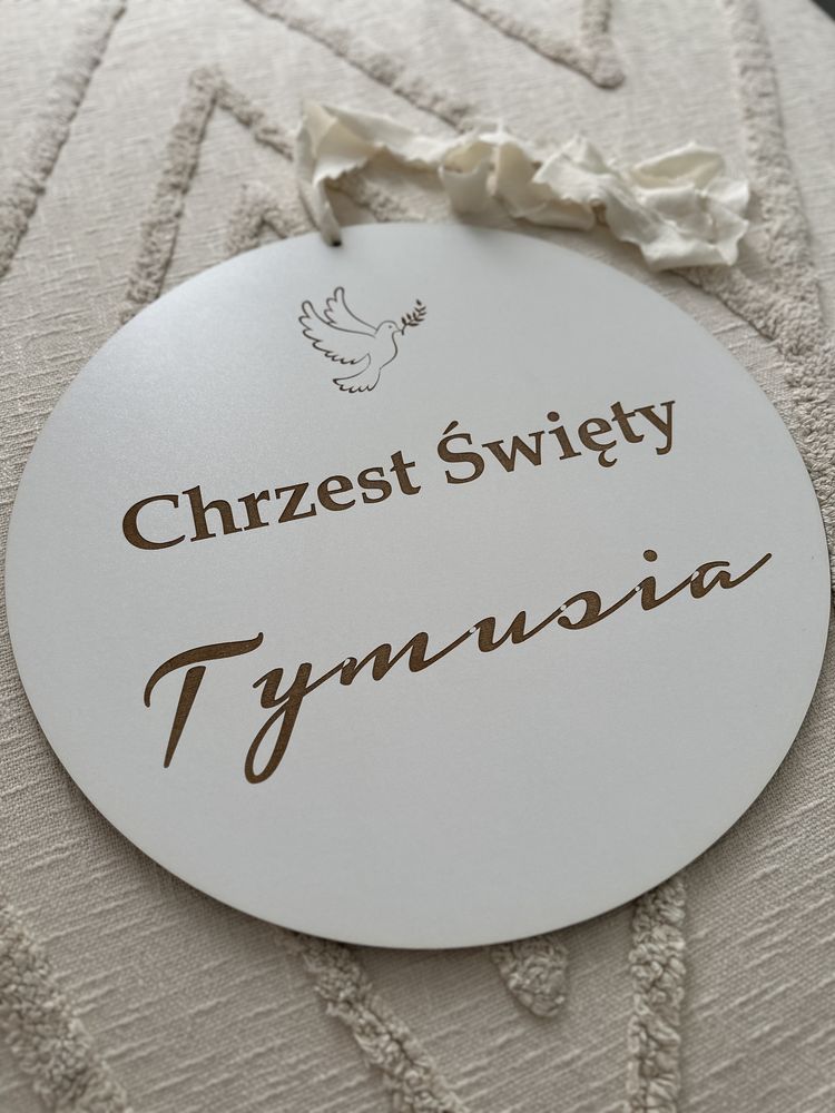 Koło dekoracja na Chrzest Święty z imieniem Tymuś/Tymek/Tymon 50 cm