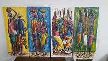 Quatro quadros pintados a mão
