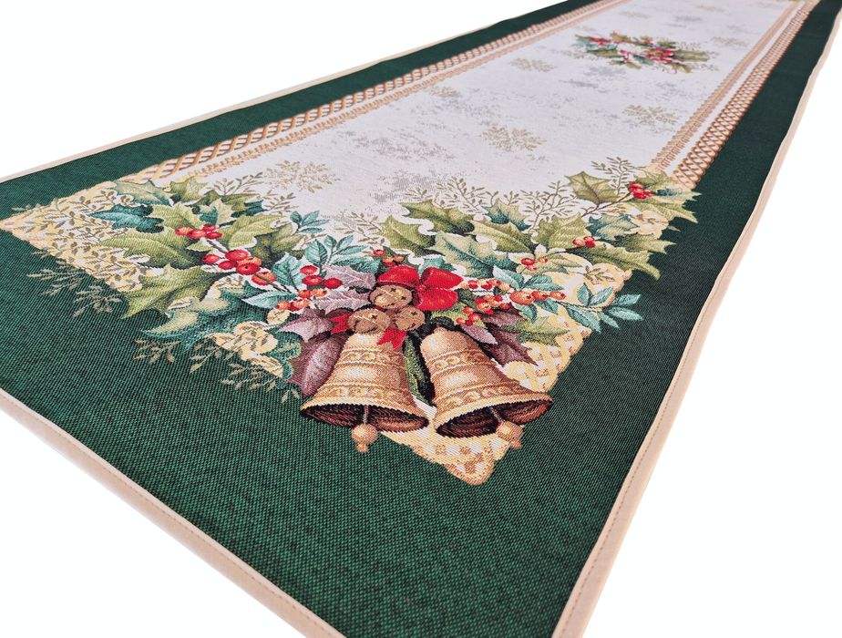 Bieżnik świąteczny z zieloną ramą 45x180 cm gobelinowy 1386VE