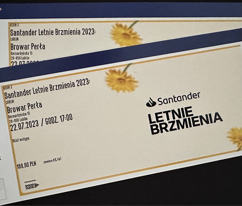 Dwa bilety na Santander Letnie Brzmienia 2023 dzień 2. w Lublinie