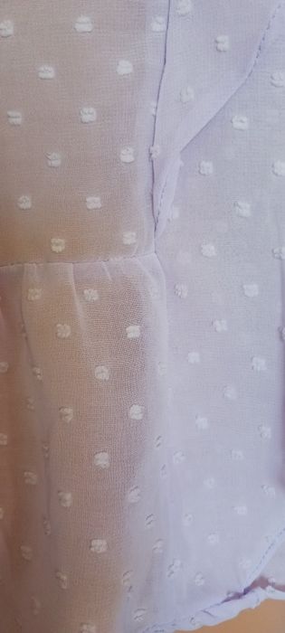 Liliowa szyfonowa bluzka z baskinką rozm.40