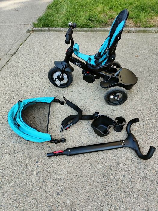 Wózek rowerek dziecięcy z daszkiem i obracanym siedziskiem