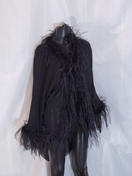 Дизайнерское пеньюар накидка перья боа накидка