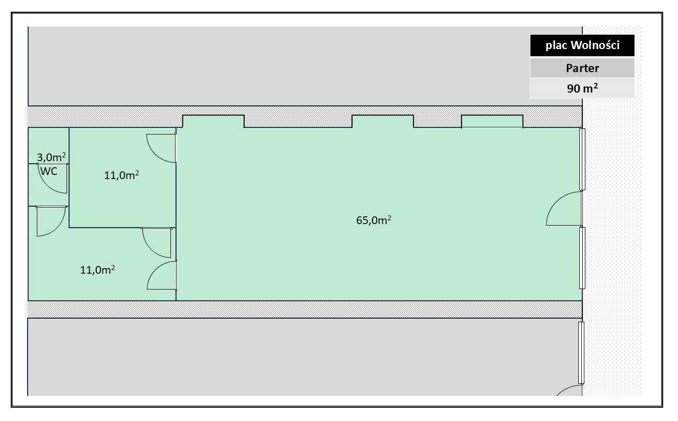 Parter / 90m2 /Plac Wolności / ścisłe centrum