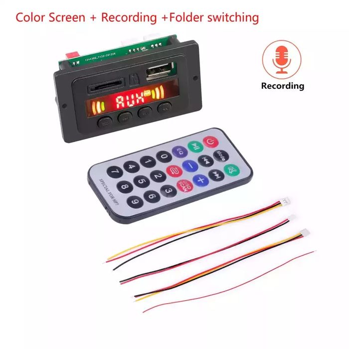 Bluetooth 5,0 MP3 плеер декодер.  FM TF USB. Запись. Листает папки