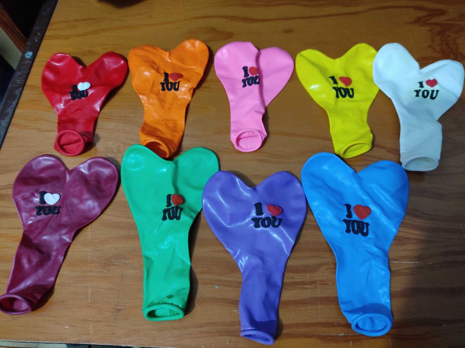 Conjunto Baloes em forma de coração "I Love You" Várias cores