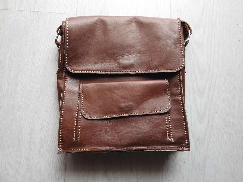 Mala Tiracolo de Homem Vintage em Pele Cordeiro, artesanato Marrocos