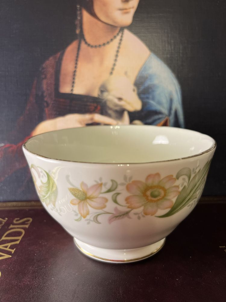 Zielona Duchess angielska porcelana Mlecznik Cukiernica kwiaty Vintage