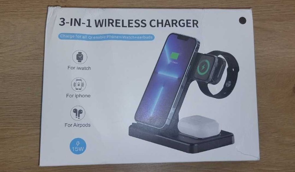 Ładowarka Indukcyjna 3W1 iPhone Apple Watch i AirPods - 3w1