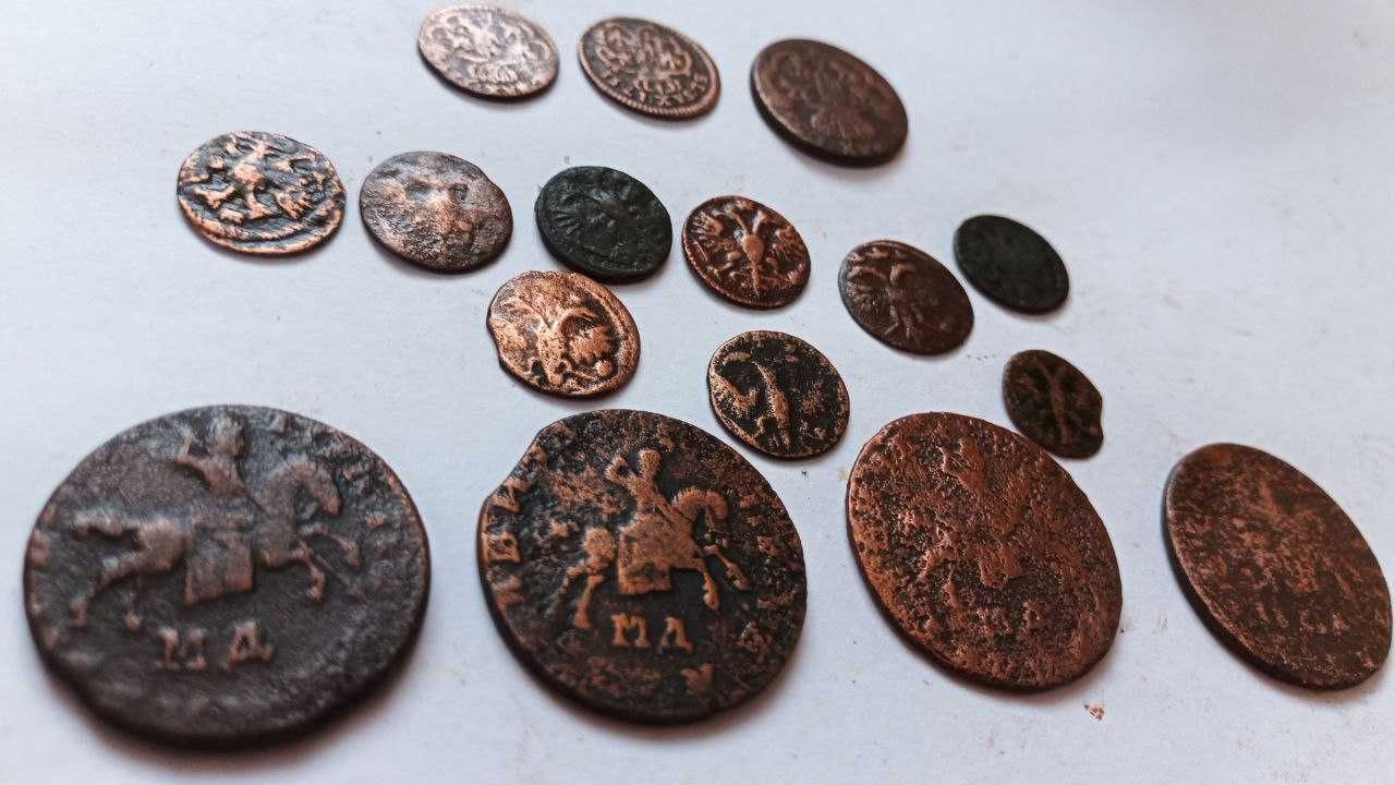 Монети Петра 1  1720 року та Августа III 1755 року