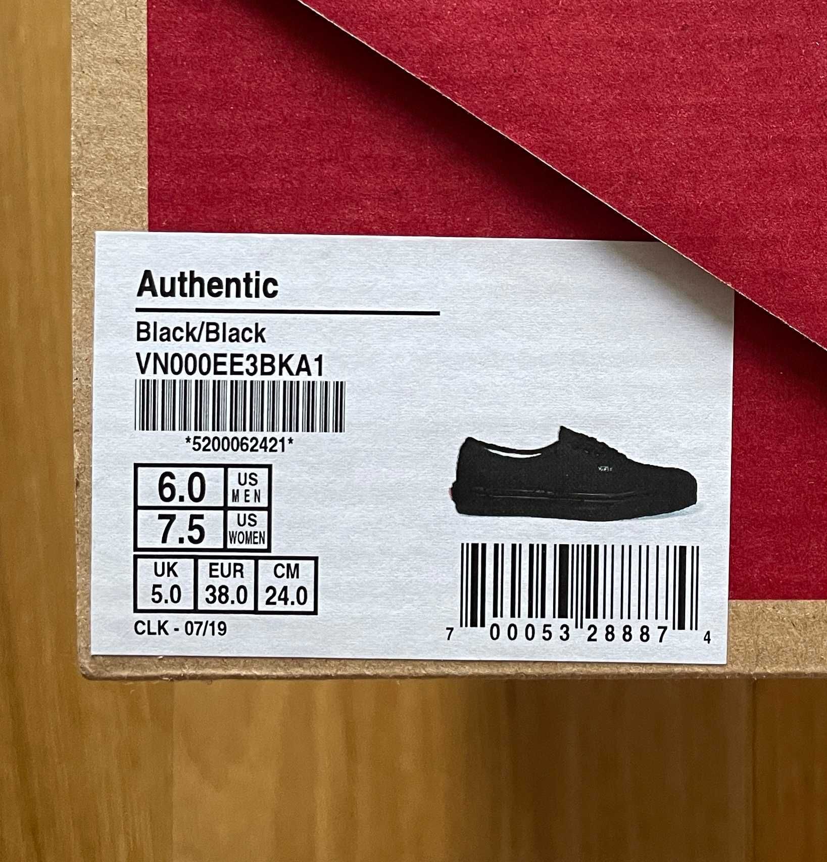 Vans Authentic Black/Black (VN000EE3BKA1), оригінал