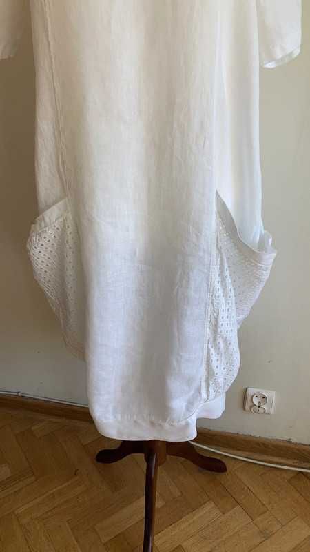 Biała sukienka z lnu, Vintage
