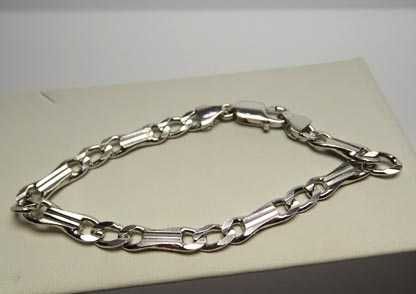 Srebrna bransoletka ciekawy wzór ryflowane sztabki  18.5 cm.