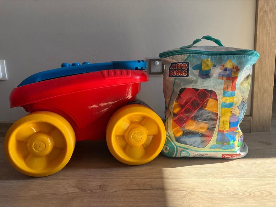 Wózek do zbierania klocków Mega Bloks + klocki