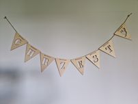 Girlanda chrzest sklejka drewniana boho