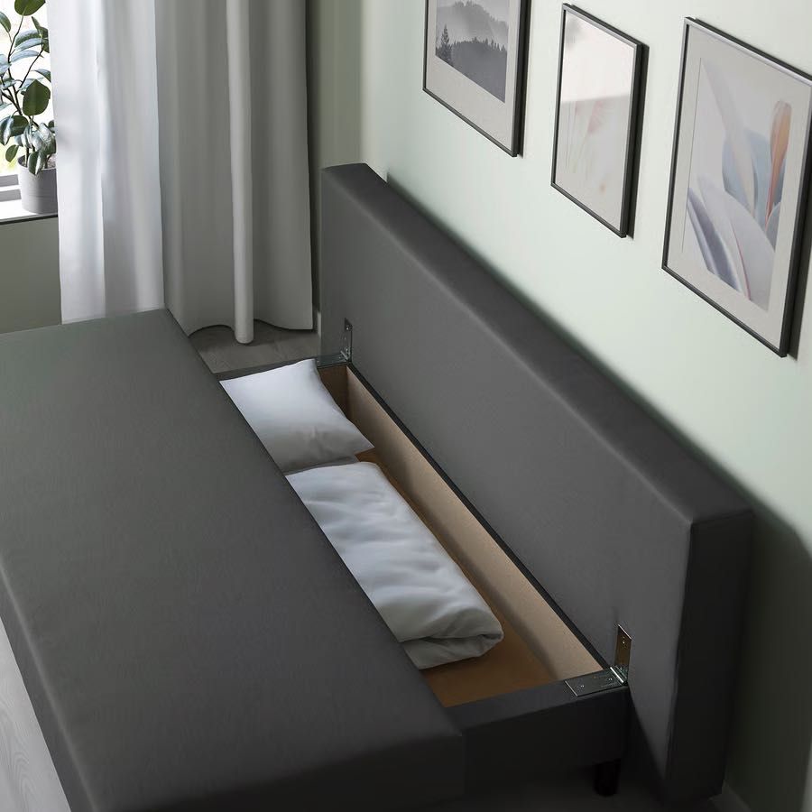 ALVDALEN Sofa 3-osobowa, rozkładana, Knisa ciemnoszary NOWA