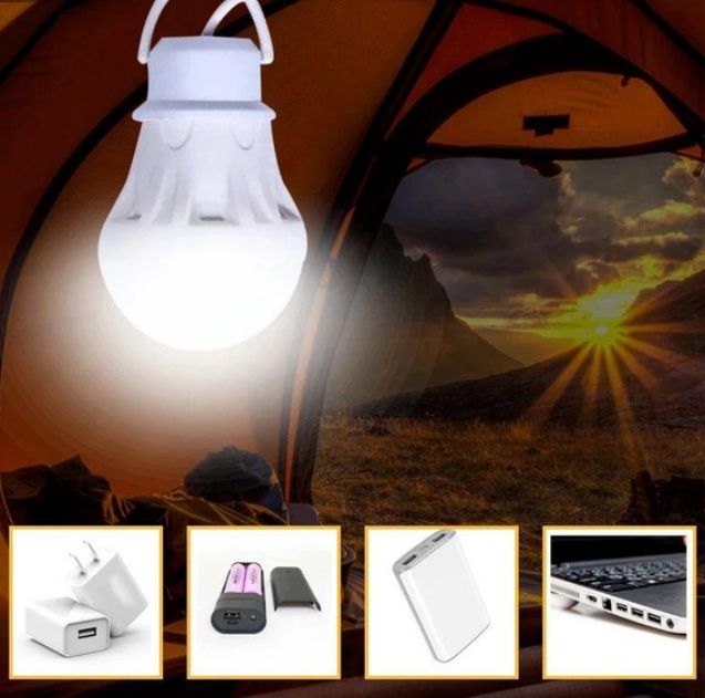 Лампочка LED USB 5W світлодіодна кемпінгова підвісна від повербанка