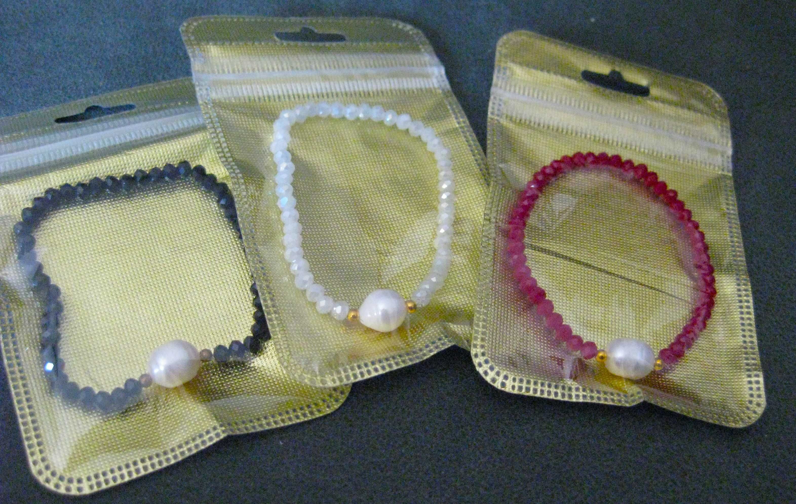 Pulseira Contas Vidro Facetadas e c/ Perola NOVAS - 2 diferentes SALDO