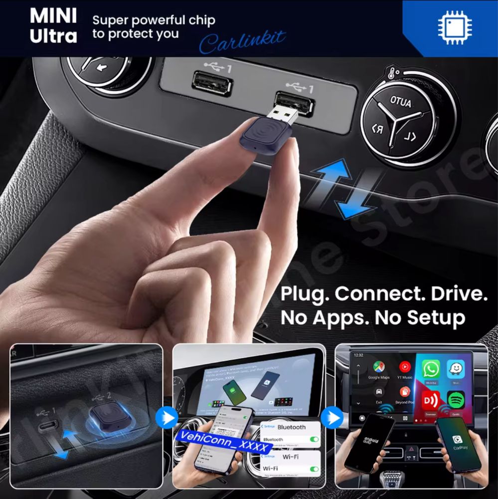 Carlinkit 5.0 Mini ULTRA - бездротовий CarPlay та AndroidAuto адаптер