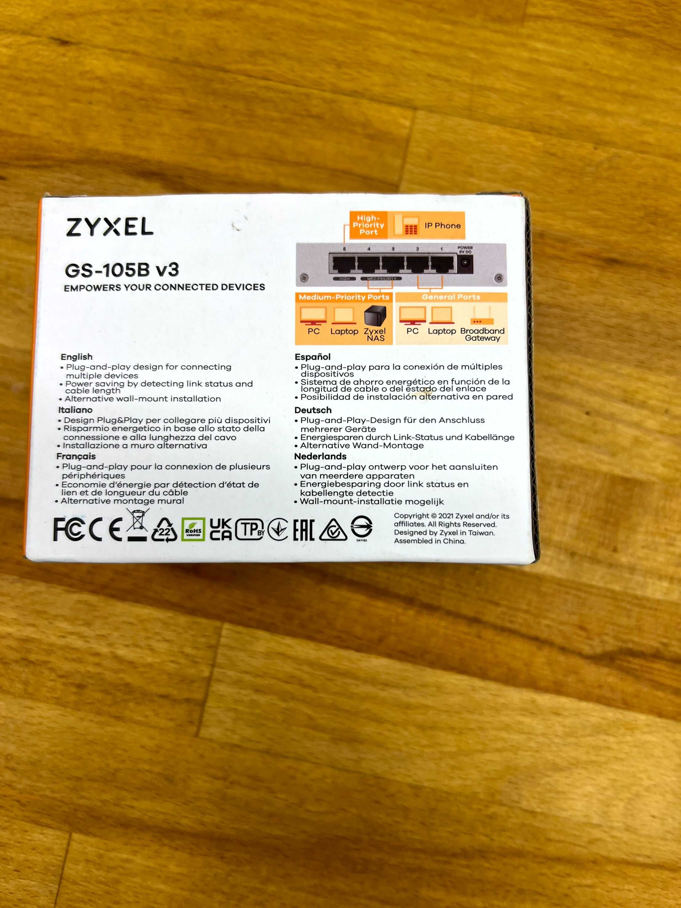 SWITCH ZYXEL GS-105B v3 5xGibabit Ethernet RJ45