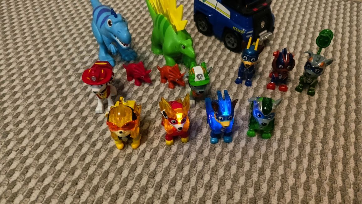 Psi patrol figurki kosmopieski, pojazd, dinozaury
