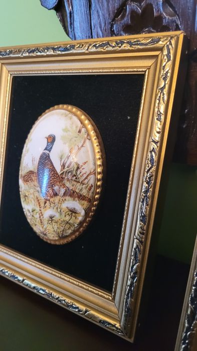 Obrazy porcelanki przedstawiające bażanty