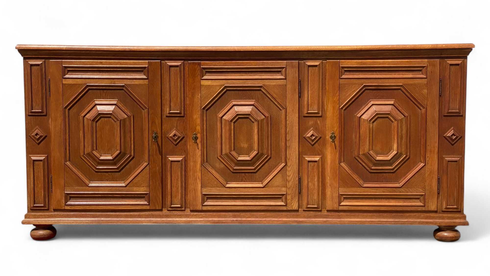 Rustykalna długa komoda dębowa sideboard