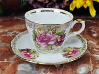 Porcelanowa filiżanka ze spodkiem -Piwonie-200 ml- Mitterteich Bavaria