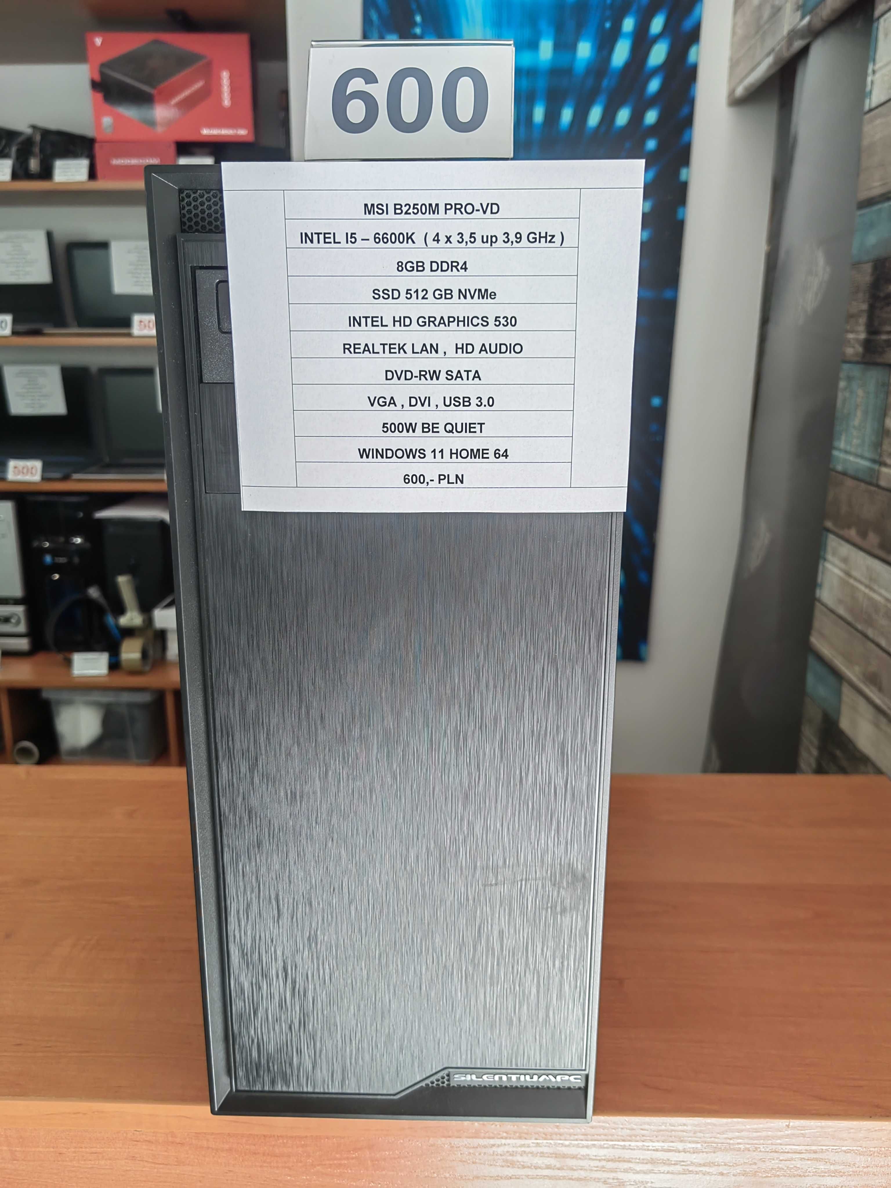 Komputer Intel I5 6600K SSD Windows 11