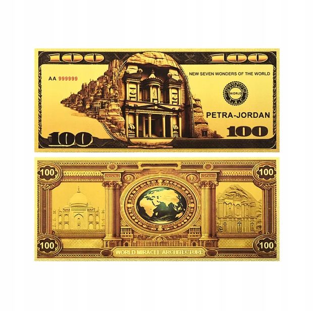 Złote Banknoty Kolekcjonerskie 7 Cudów Świata Komplet UNC