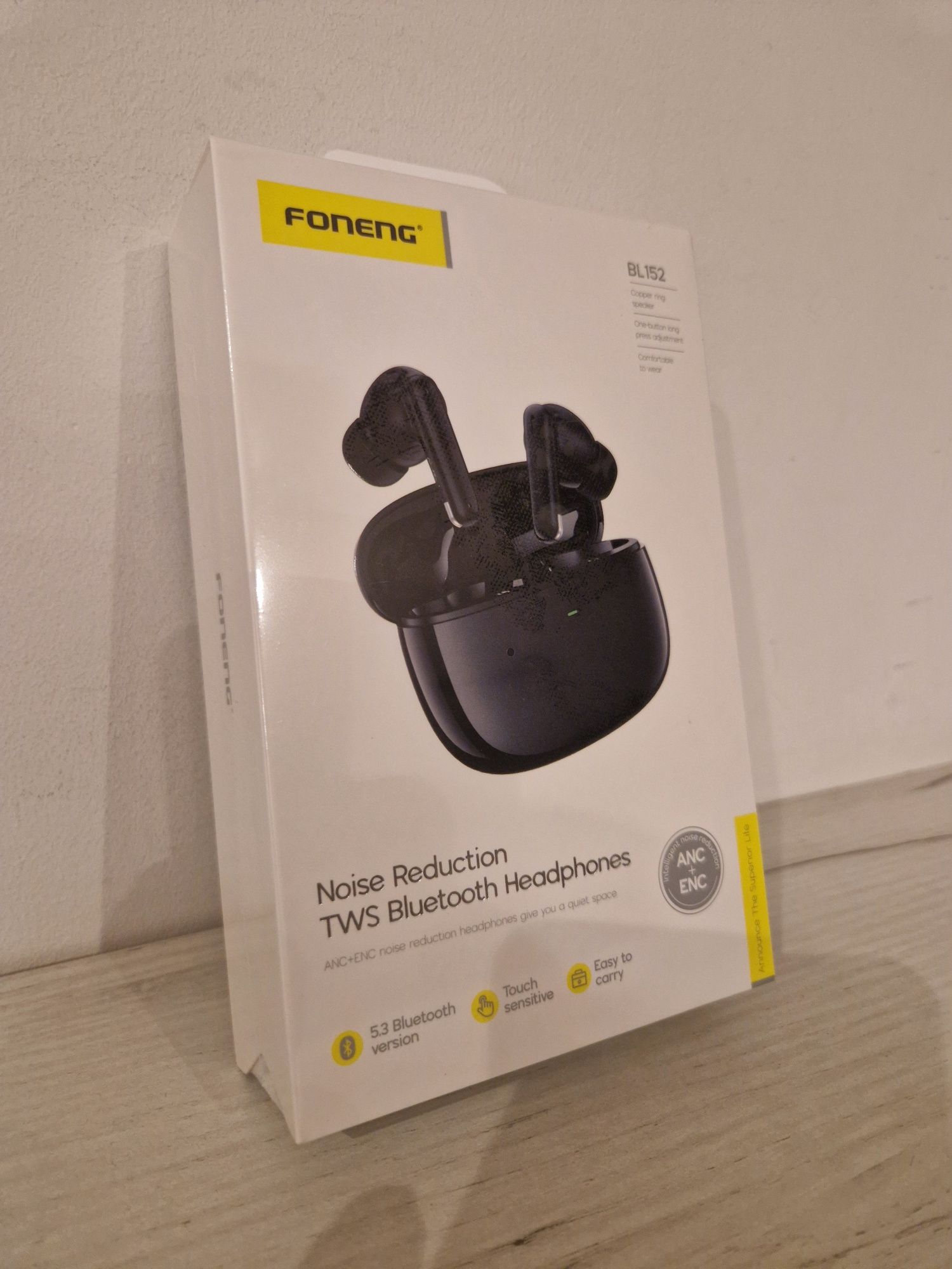 Foneng Słuchawki Bluetooth TWS BL152 ANC+ENC redukcja szumów czarne