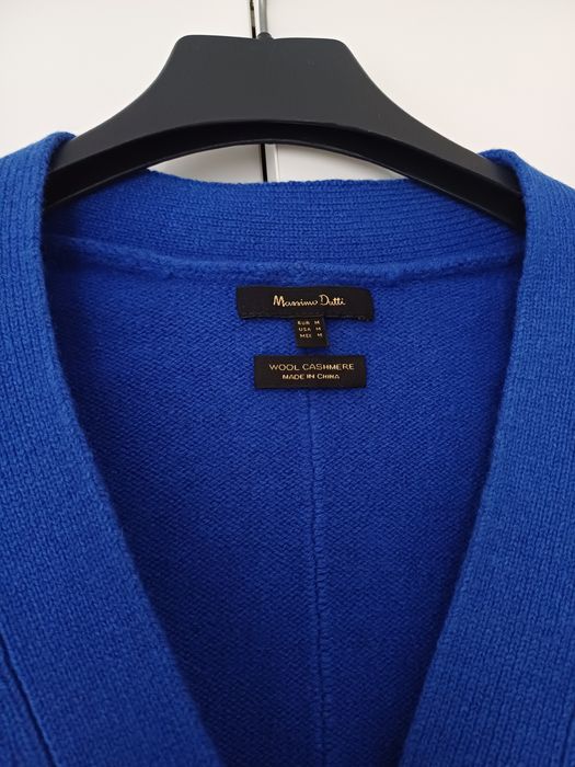 Massimo Dutti wełniany kardigan wełna kaszmir niebieski sweter guziki