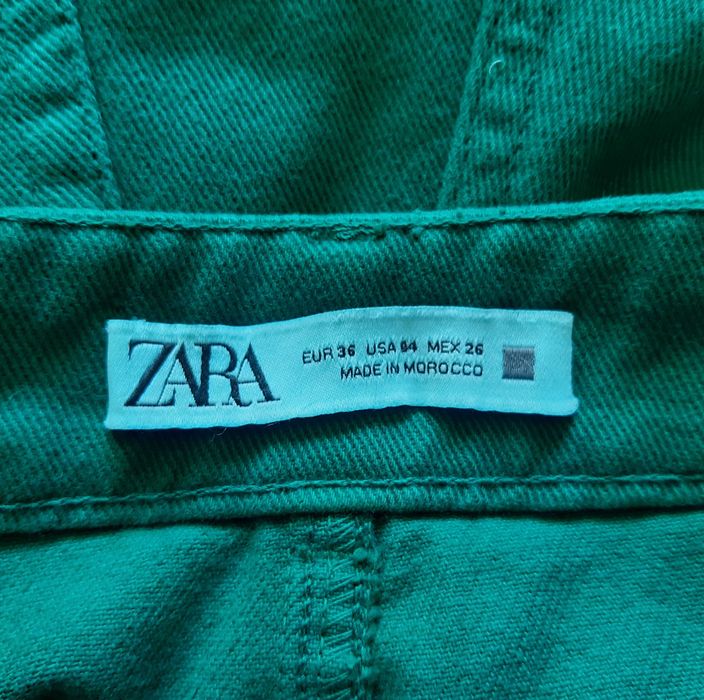Зелёные джинсовые шорты на высокой посадке, завышенные zara