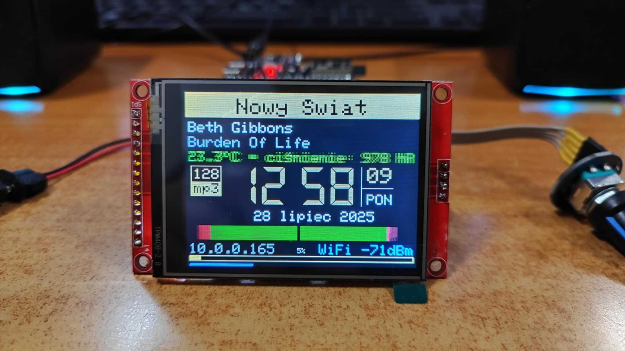 Moduł ESP32-S3 16/8MB FLAC OGG AAC MP3 +SD +LCD 2,8'' radio WiFI DIY