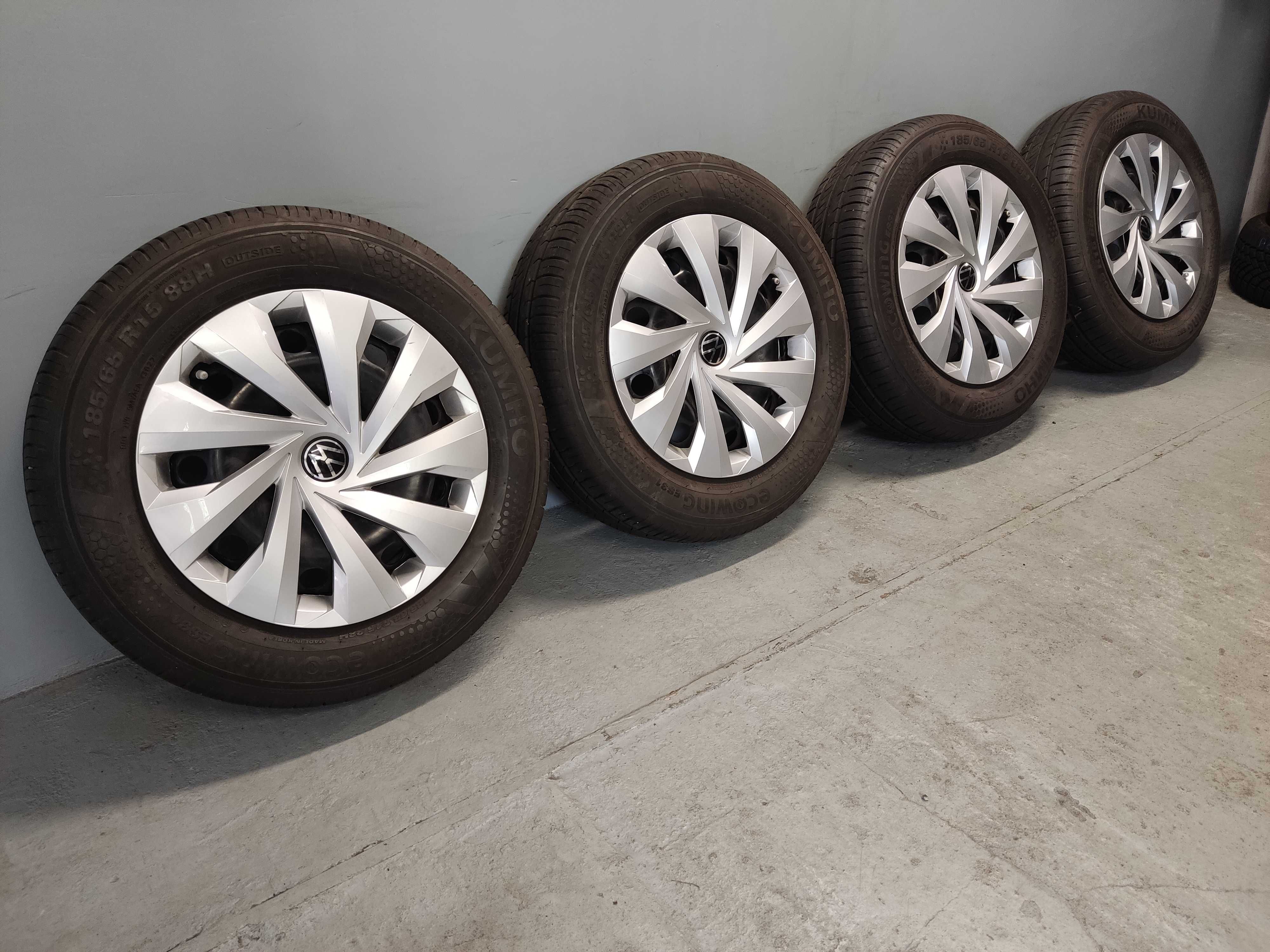 Koła stalowe 15 VW Volkswagen Polo 5x100, Kumho 185/65R15, 2022 rok