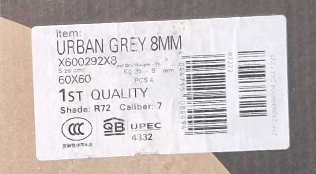 Płytki podłogowe Urban Grey Porcelaingres 60x60x0,8 24szt 8,64m2 gat.1