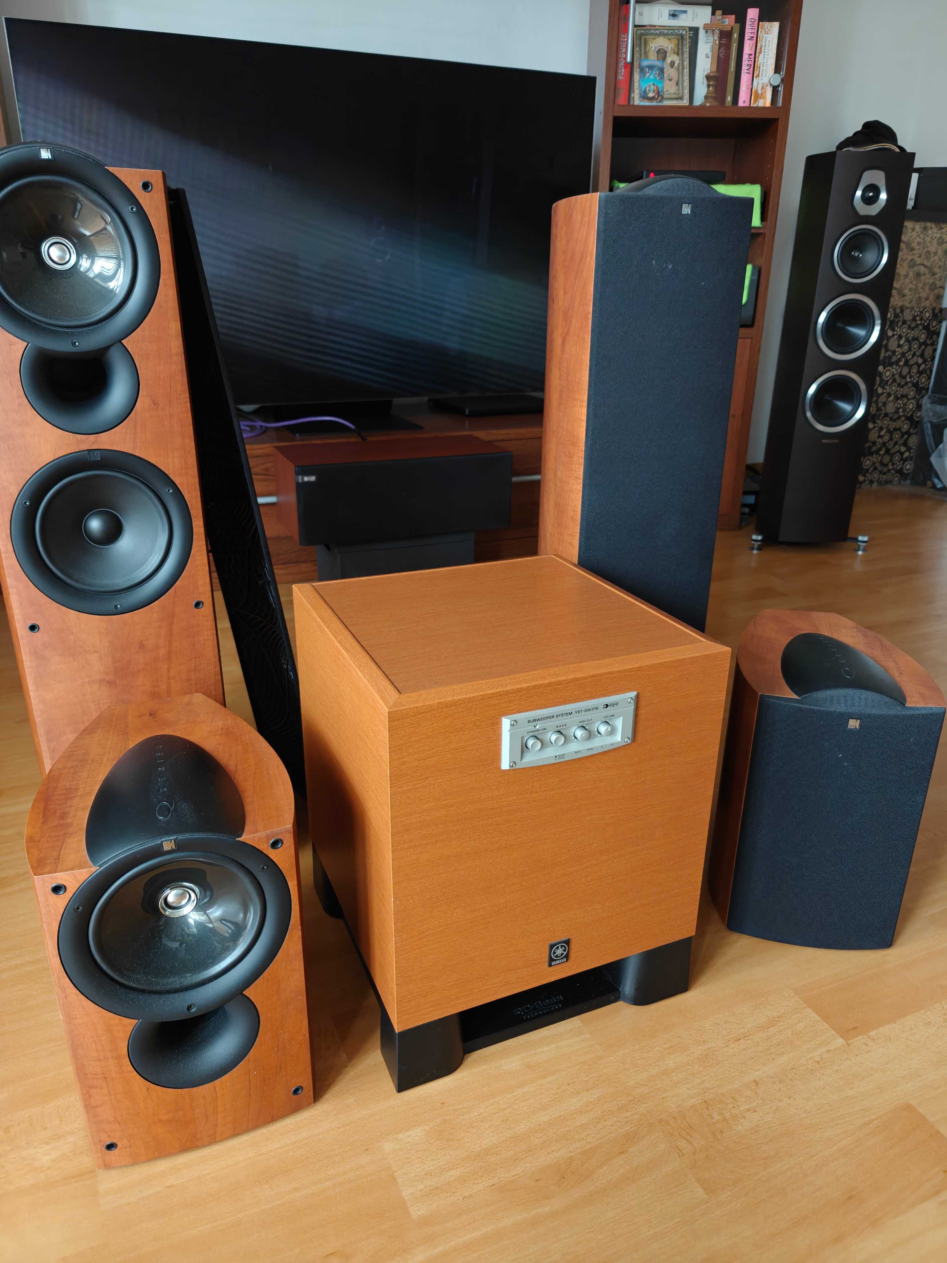 Kolumny podłogowe Kef Q5 ,Kef Q1, subwoofer Yamaha YST SW-315